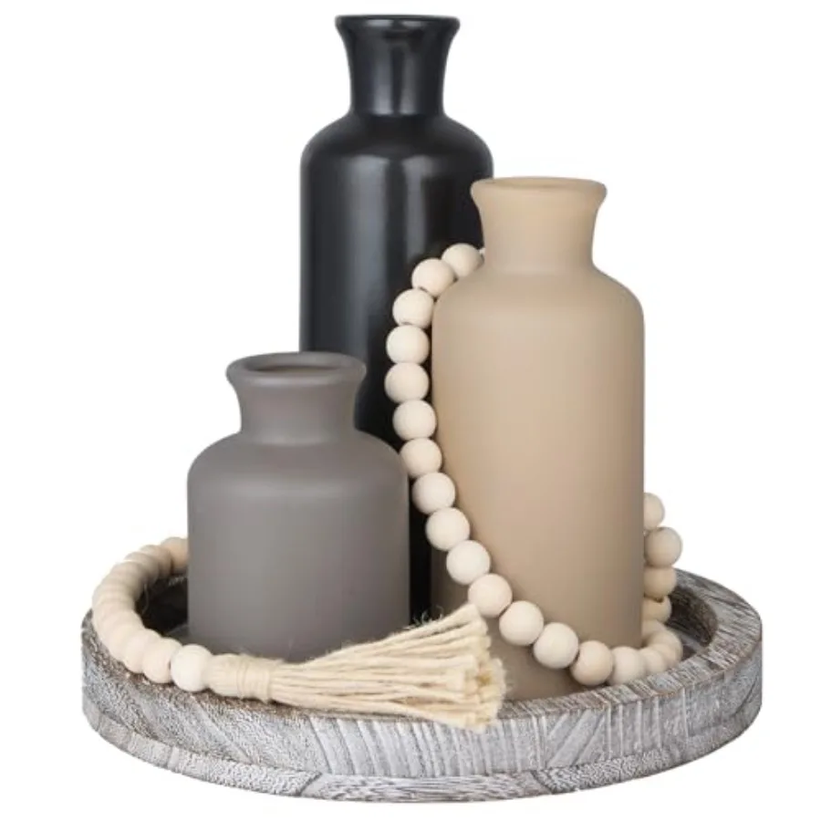 5 Pcs Country Tabletop Centerpieces Decor Set of 3 Boho Ceramic Vases with en Serving Tray Bead Garland Tassels Table Holder fo
5 Pcs Country Tabletop Centerpieces Decor Set of 3 Boho Ceramic Vases with en Serving Tray Bead Garland Tassels Table Holder fo