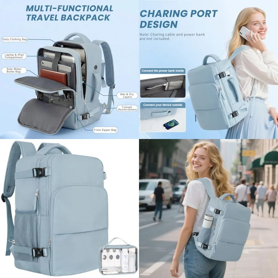 Travel Backpack, Carry on Flight Approved Backpack with Multi-Pockets, TSA Waterproof 17.3inch Laptop Backpack, Personal Item T
Travel Backpack, Carry on Flight Approved Backpack with Multi-Pockets, TSA Waterproof 17.3inch Laptop Backpack, Personal Item T