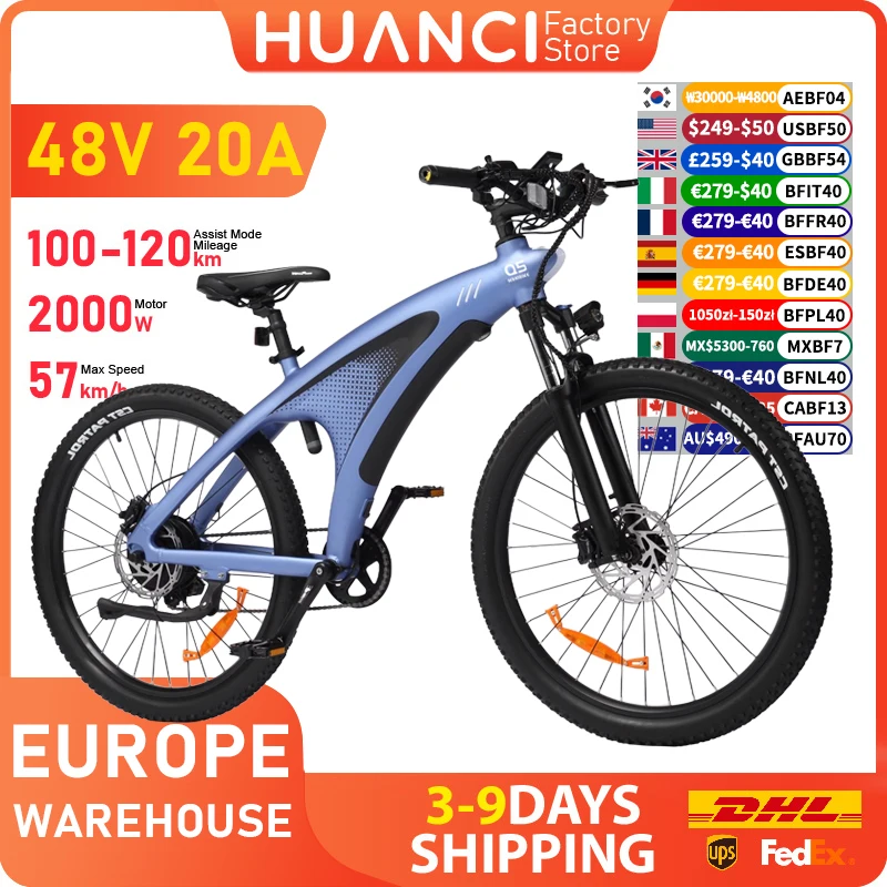 HUANCI Q5 E bike 2000W motor Off-Road Electric bike 48V 20AH electric bicycle 57km/h electric bikes for adult 27.5 Inch ebikes
HUANCI Q5 E bike 2000W motor Off-Road Electric bike 48V 20AH electric bicycle 57km/h electric bikes for adult 27.5 Inch ebikes