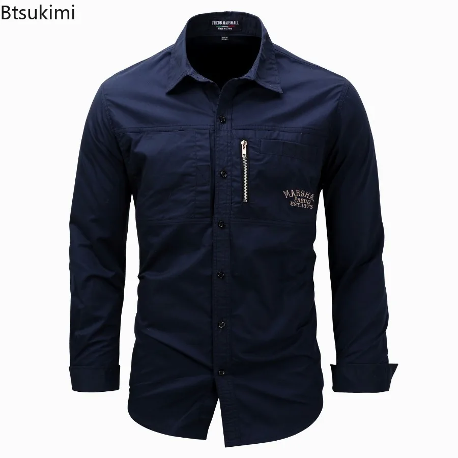 New 2025 Fashion Men's 100% Cotton Multi-Pocket Shirt Long Sleeve Casual Solid Color Button Down Embroidery Shirts Four Seasons
New 2025 Fashion Men's 100% Cotton Multi-Pocket Shirt Long Sleeve Casual Solid Color Button Down Embroidery Shirts Four Seasons