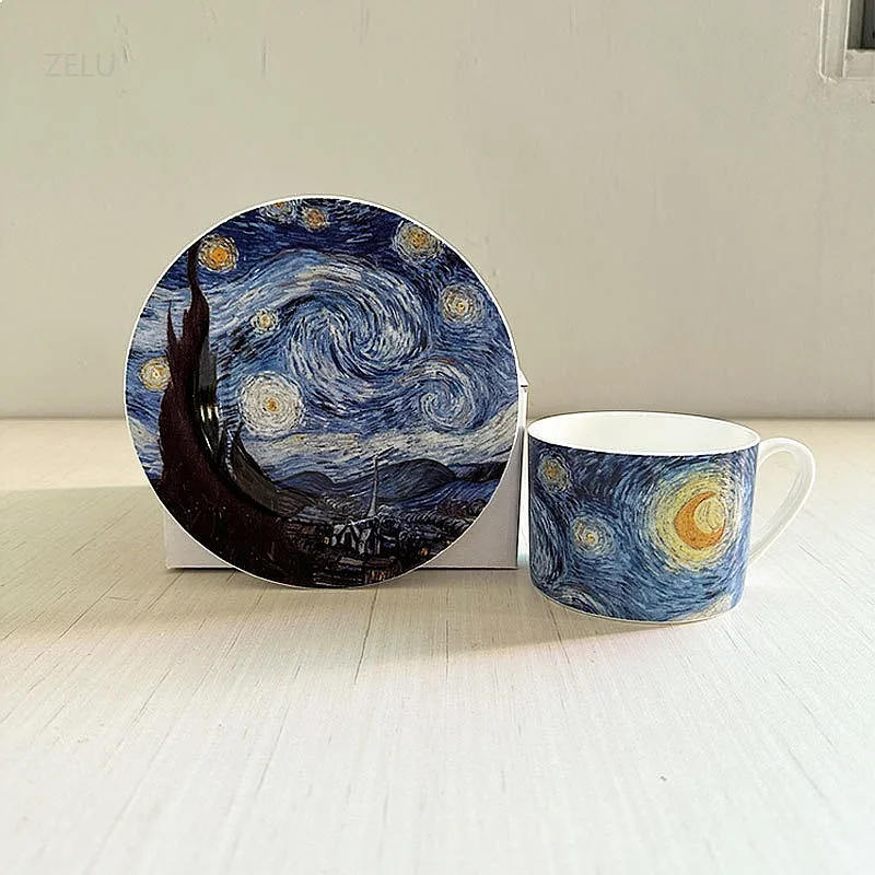 Nordic Style High Bone China Coffee Cup Saucer Set Light Luxury Creative Van Gogh Inspired Dessert Plate Gift Box
Nordic Style High Bone China Coffee Cup Saucer Set Light Luxury Creative Van Gogh Inspired Dessert Plate Gift Box