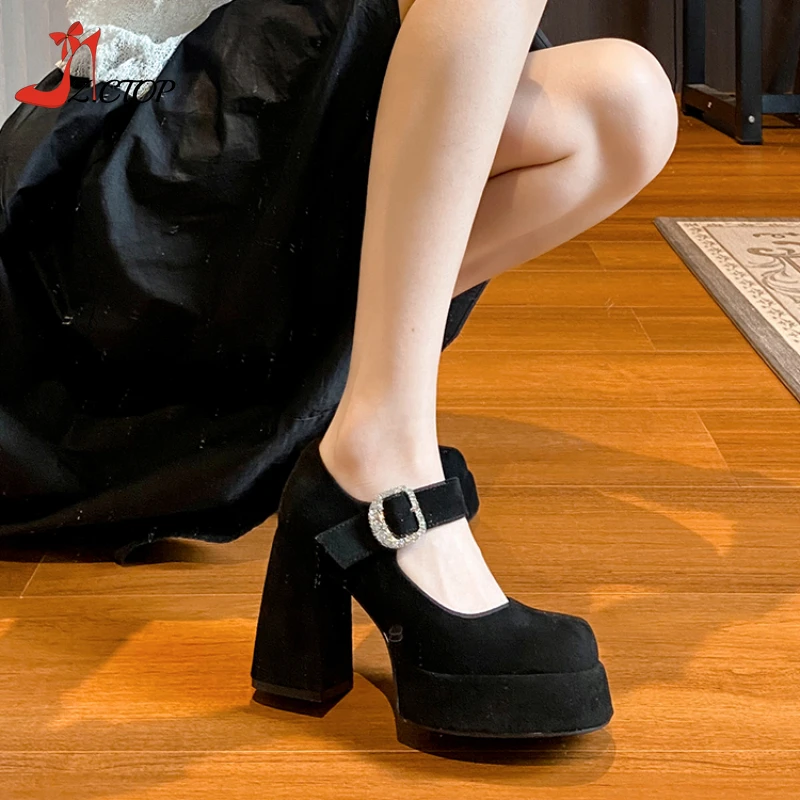 Vintage Chunky High Heels Mary Jane Shoes Women Black Suede Square Toe Platform Pumps Women's Party Dress Shoes
Vintage Chunky High Heels Mary Jane Shoes Women Black Suede Square Toe Platform Pumps Women's Party Dress Shoes