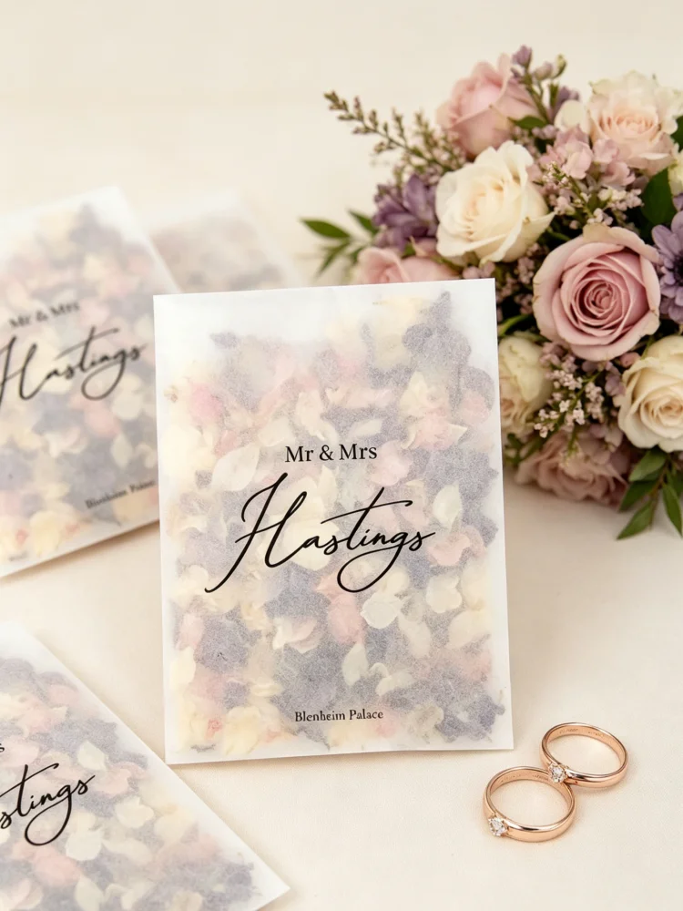 Personalized Confetti Packets Eco-friendly Glassine Bags Custom Design for Wedding Guest Favours
Personalized Confetti Packets Eco-friendly Glassine Bags Custom Design for Wedding Guest Favours