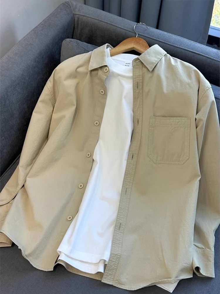 Мужская рабочая рубашка цвета хаки в американском ретро-стиле, весна-осень, с отложным воротником, молодежная, модная, приталенная, для повседневной носки
Мужская рабочая рубашка цвета хаки в американском ретро-стиле, весна-осень, с отложным воротником, молодежная, модная, приталенная, для повседневной носки