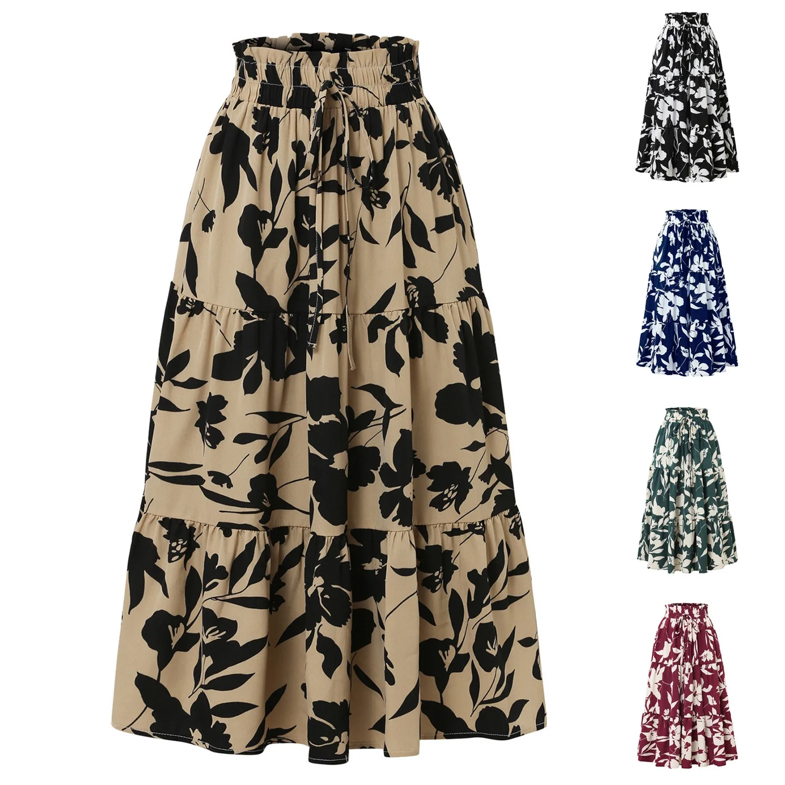 Vintage Pleated Flowy Swing Vacation Long Midi Skirt Fashion Bohemian Stretch Waist Fancy A-Line Skirt for Female
Vintage Pleated Flowy Swing Vacation Long Midi Skirt Fashion Bohemian Stretch Waist Fancy A-Line Skirt for Female