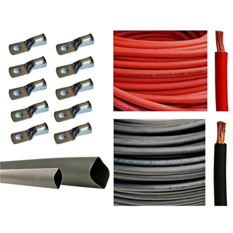 2 Gauge 2 AWG 10 Feet Red + 10 Feet Black Welding Battery Pure Copper Flexible Cable + 10pcs of 3/8" Tinned Copper Cable Lug Te
2 Gauge 2 AWG 10 Feet Red + 10 Feet Black Welding Battery Pure Copper Flexible Cable + 10pcs of 3/8" Tinned Copper Cable Lug Te