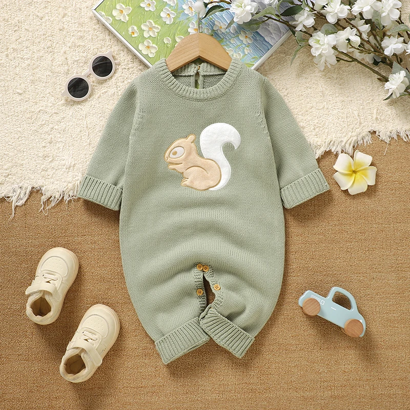 Комбинезоны для новорожденных, вязаная детская одежда, комбинезон с милым рисунком белки для детей 0-18 месяцев, комбинезон для девочек и мальчиков, теплый комбинезон с длинными рукавами
Комбинезоны для новорожденных, вязаная детская одежда, комбинезон с милым рисунком белки для детей 0-18 месяцев, комбинезон для девочек и мальчиков, теплый комбинезон с длинными рукавами