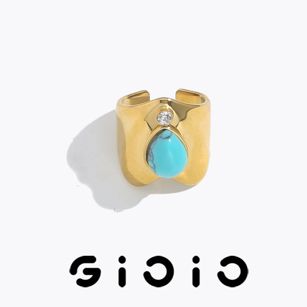 GIOIO Vintage Fashion Wide Drop Stainless Steel Ring For Women's Bohemian Minimalist Style Natural Stone Ring Engagement Wedding
GIOIO Vintage Fashion Wide Drop Stainless Steel Ring For Women's Bohemian Minimalist Style Natural Stone Ring Engagement Wedding