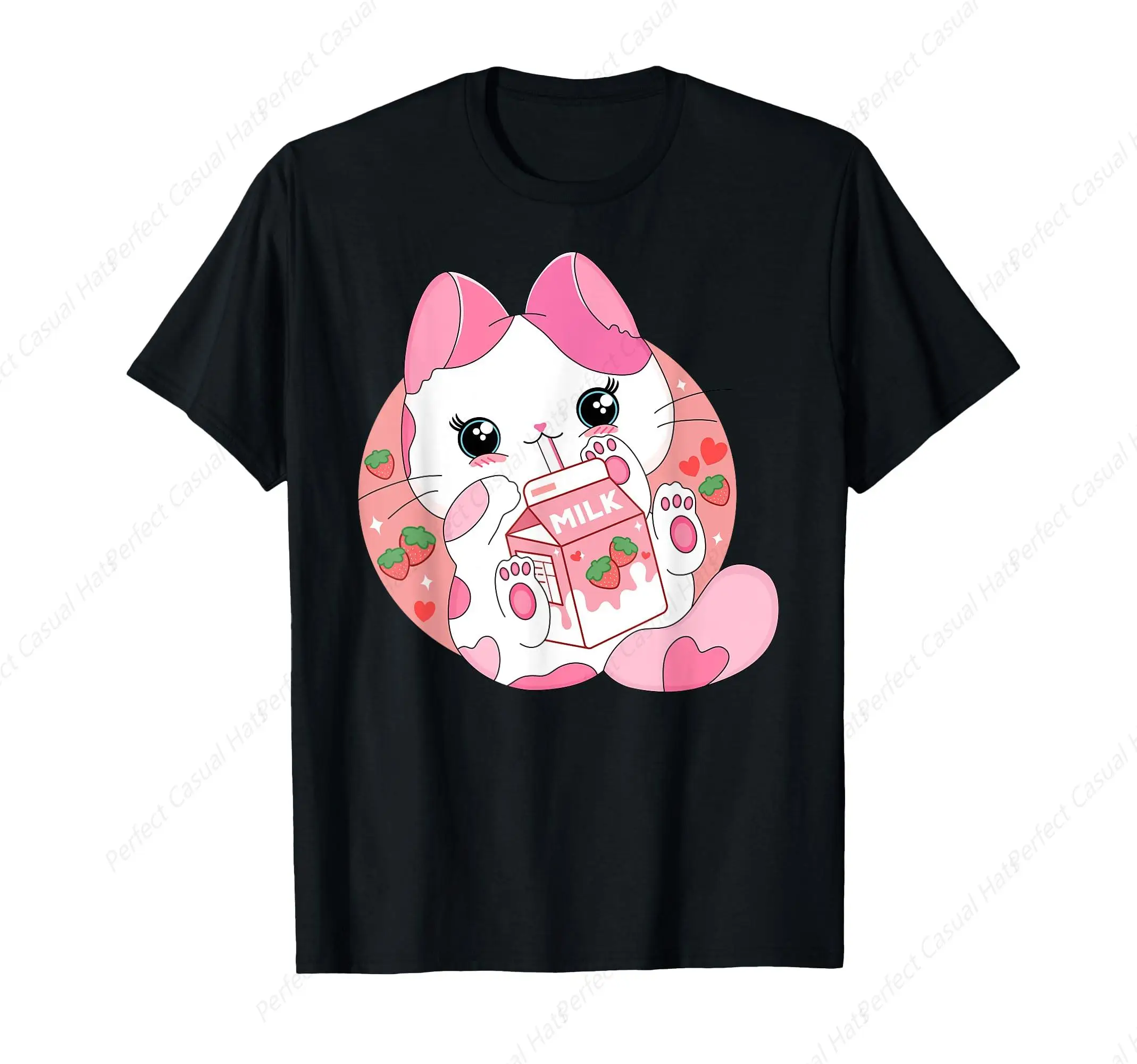 High Quality Kawaii Anime Cat Drinking Strawberry Milk Cute Japanese Neko T-Shirt Cat Lover Cotton Shirt Unisex
High Quality Kawaii Anime Cat Drinking Strawberry Milk Cute Japanese Neko T-Shirt Cat Lover Cotton Shirt Unisex
