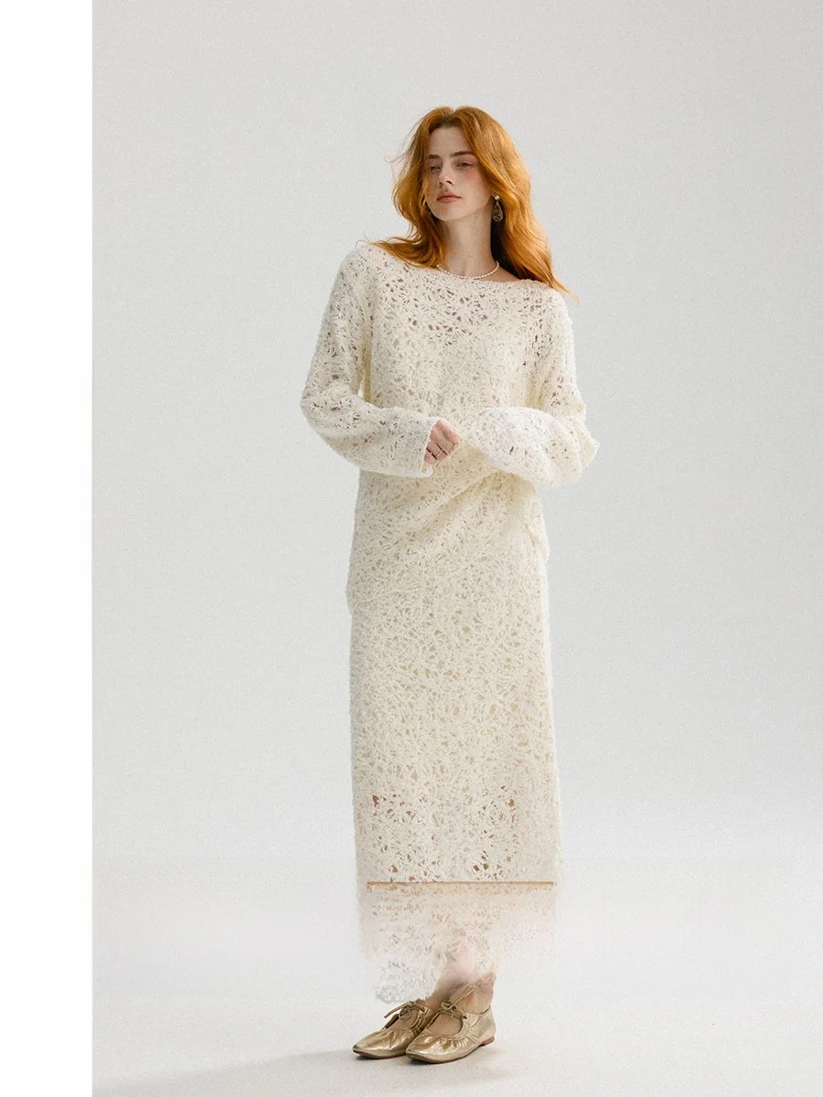 Ele Hollow out Long Skirt Set Women's High Waist Midi Dr Two Piece Outfit Autumn Faion Casual Comfortable French Sle
Ele Hollow out Long Skirt Set Women's High Waist Midi Dr Two Piece Outfit Autumn Faion Casual Comfortable French Sle