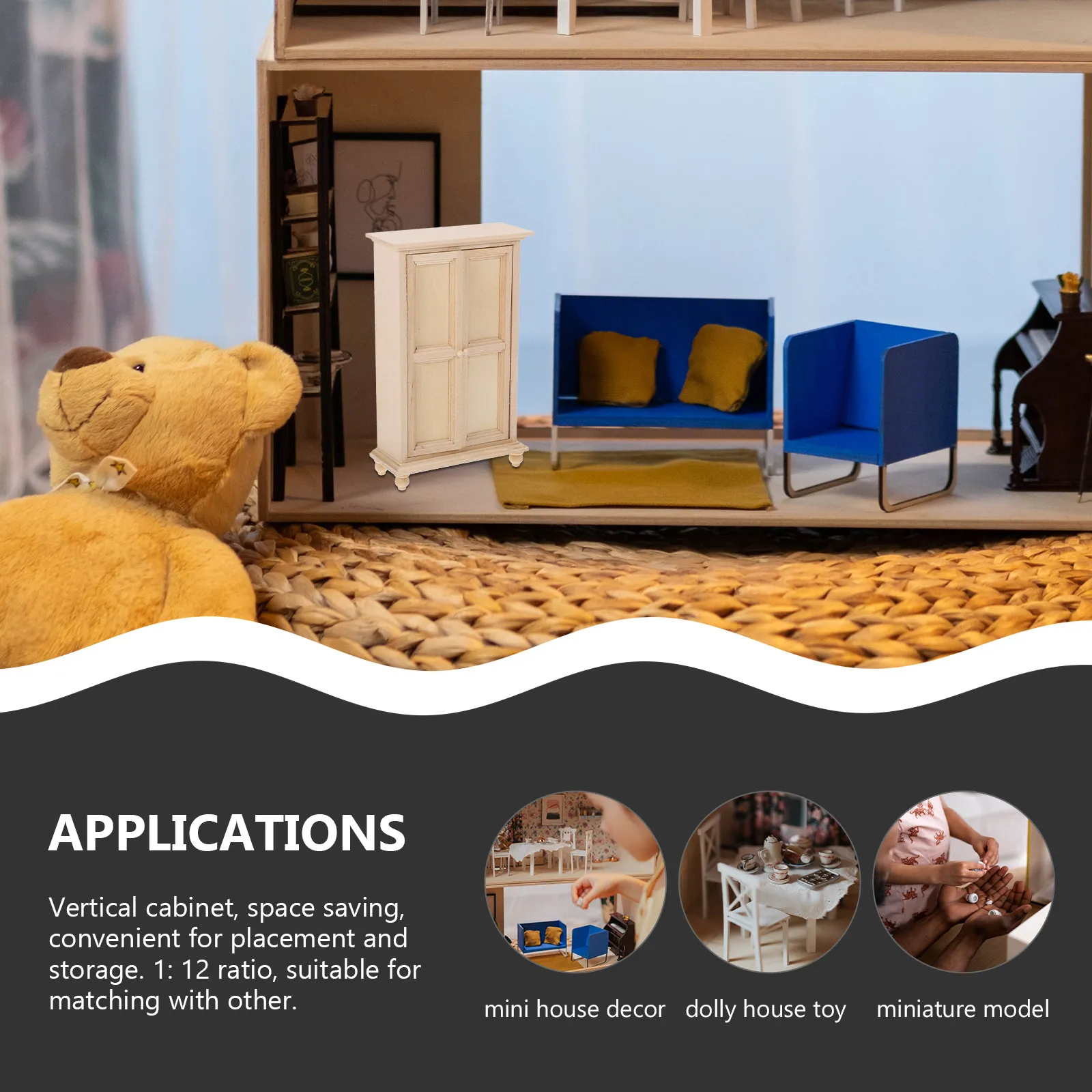 Mini Wooden Cabinet Miniature Furniture Vivid Small Wardrobe Decoration for Mini House Layout Scene Supplement
Mini Wooden Cabinet Miniature Furniture Vivid Small Wardrobe Decoration for Mini House Layout Scene Supplement