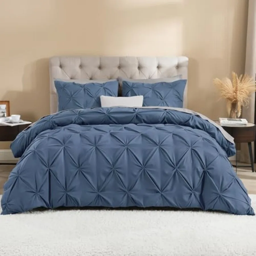 Ocean Blue Pinch Pleat Duvet Cover 3 Pieces Pintuck Cover Soft Polyester Bedding Set with Zipper Closure and Corner Ties 1 Duve
Ocean Blue Pinch Pleat Duvet Cover 3 Pieces Pintuck Cover Soft Polyester Bedding Set with Zipper Closure and Corner Ties 1 Duve