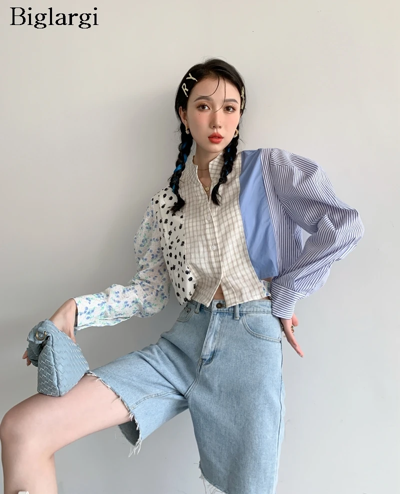 Women's Floral Plaid Striped Shirt Women Casual Patchwork Long Sleeve Woman Blouse Shirts
Women's Floral Plaid Striped Shirt Women Casual Patchwork Long Sleeve Woman Blouse Shirts