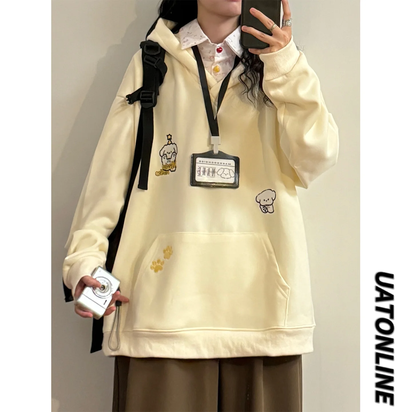 UATONLINE Осенне-зимняя куртка-худи в американском ретро-стиле с вышивкой собаки, имитация двухслойности, свободный крой, уличный стиль
UATONLINE Осенне-зимняя куртка-худи в американском ретро-стиле с вышивкой собаки, имитация двухслойности, свободный крой, уличный стиль