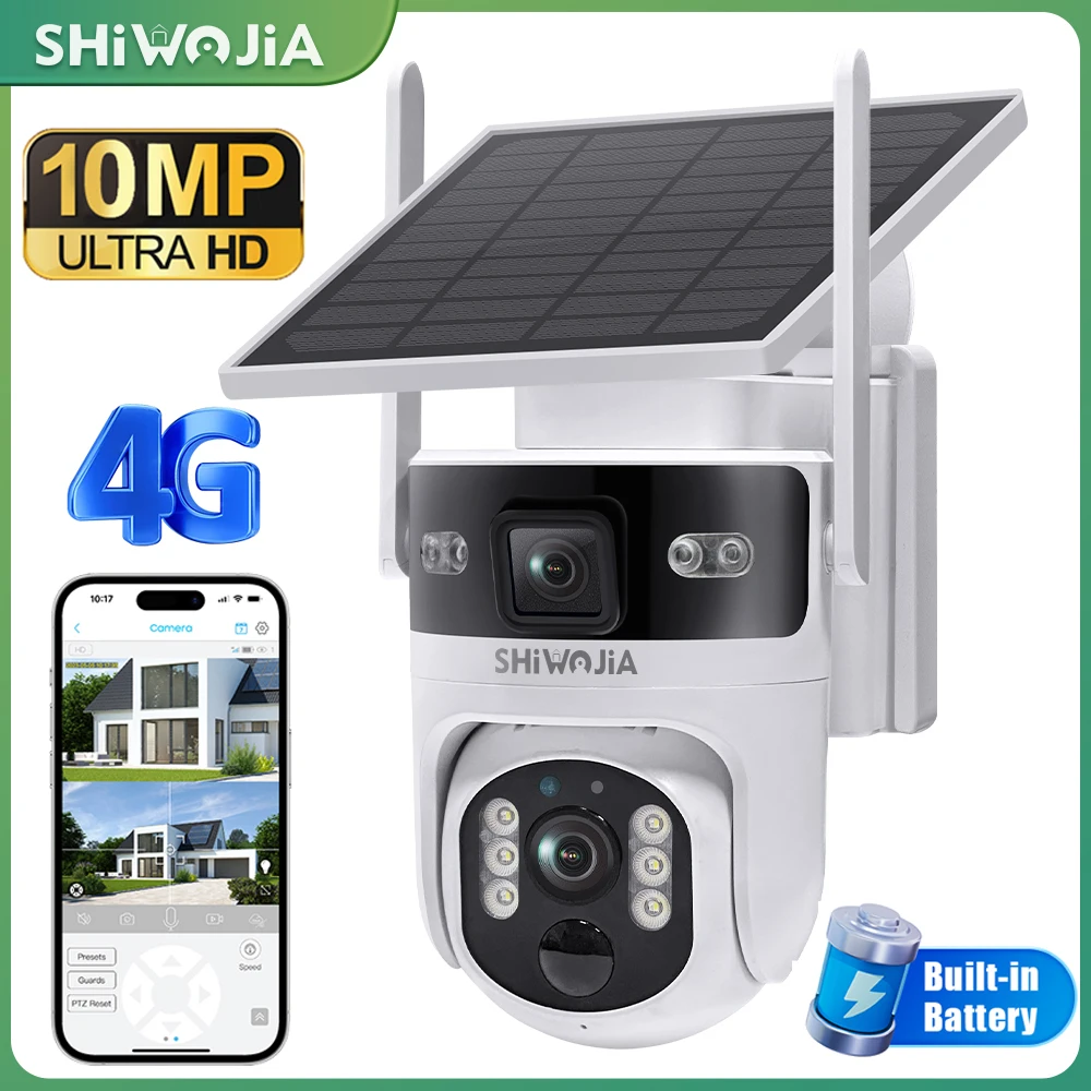 SHIWOJIA 5K 10MP двойной объектив 4G/WIFI солнечная камера PIR обнаружение автоматическое отслеживание цвета ночного видения наружная безопасность PTZ камера
SHIWOJIA 5K 10MP двойной объектив 4G/WIFI солнечная камера PIR обнаружение автоматическое отслеживание цвета ночного видения наружная безопасность PTZ камера