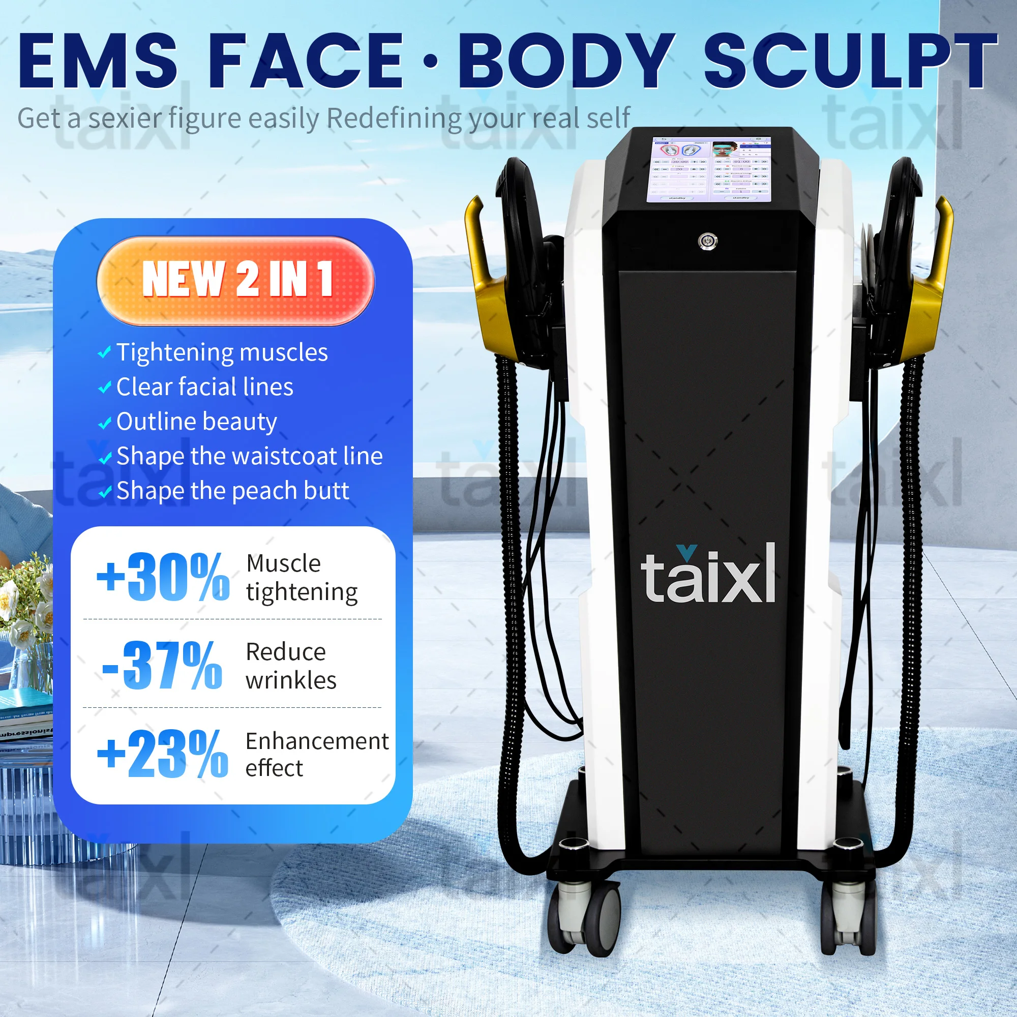 EMS Body MUSCLE Machine Strong Pulsed Magnetic And PEface RF Heat Energy Output Face Face Lift Wrinkle Removal Machin
EMS Body MUSCLE Machine Strong Pulsed Magnetic And PEface RF Heat Energy Output Face Face Lift Wrinkle Removal Machin