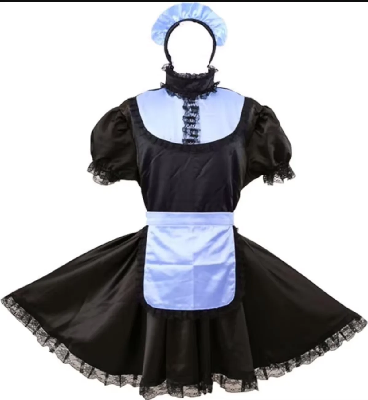 French Sexy Adult Custom Fetish Cross Dressing Sissy Mid High Tie Hair Clip Custom Black White Satin Patchwork Short Sleeved Dre
French Sexy Adult Custom Fetish Cross Dressing Sissy Mid High Tie Hair Clip Custom Black White Satin Patchwork Short Sleeved Dre