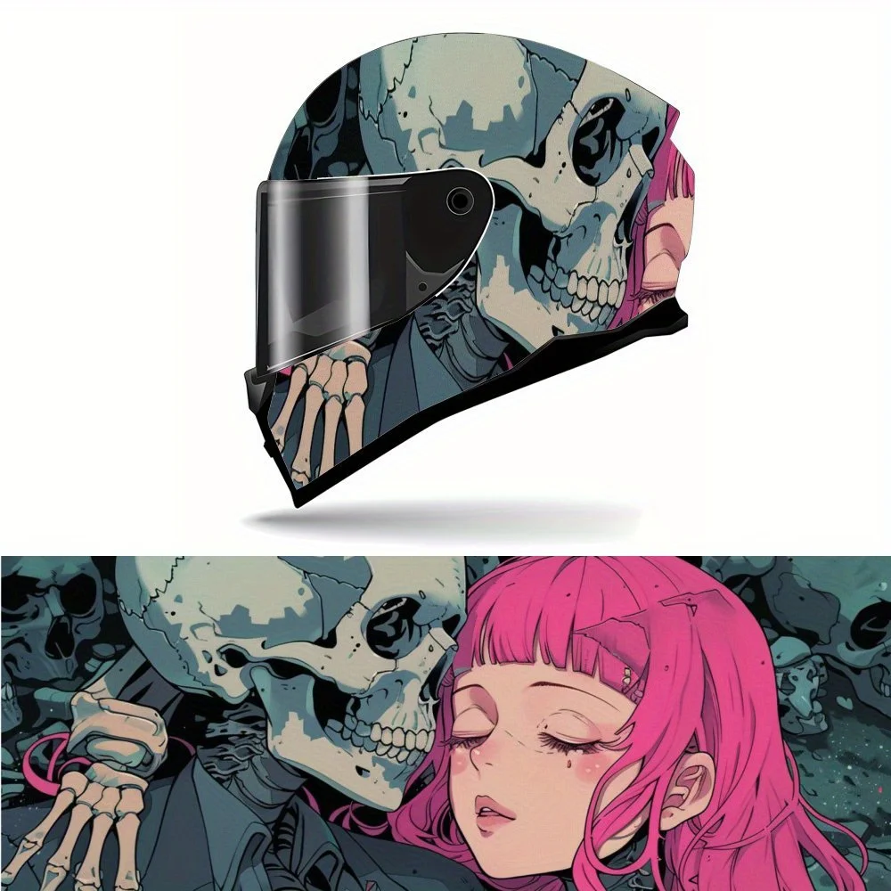 Eerie Romantic Skull and Pink Hair Anime Girl Print Full Helmet Wrap Sticker Motorcycle Helmet Racing Graphic Decal Vinyl Wrap H
Eerie Romantic Skull and Pink Hair Anime Girl Print Full Helmet Wrap Sticker Motorcycle Helmet Racing Graphic Decal Vinyl Wrap H