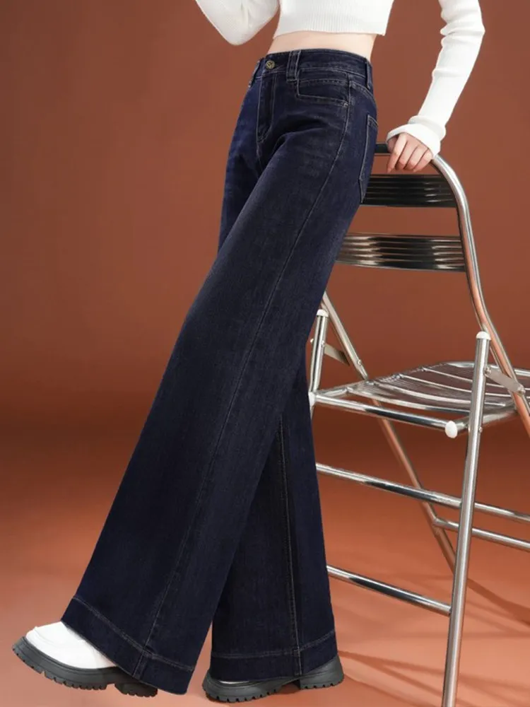 Thickened Fleece Denim Blue Women's Jeans High Waist Straight Leg Loose Long Pants Autumn Winter New Style Slim Wide Leg Pants
Thickened Fleece Denim Blue Women's Jeans High Waist Straight Leg Loose Long Pants Autumn Winter New Style Slim Wide Leg Pants
