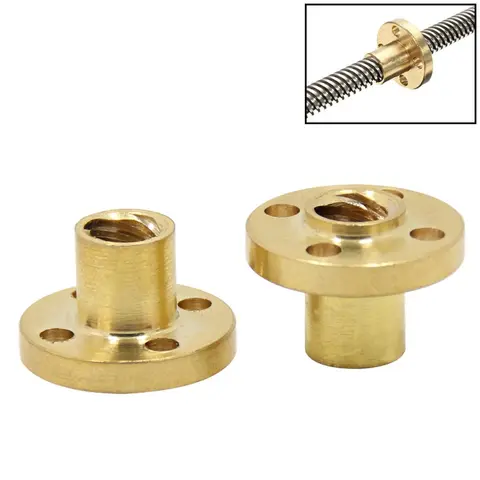 4 Pz T8 Vite di Piombo Dadi In Ottone ACME Dado Rotondo Passo 2mm Piombo 2mm 4mm 8mm FAI DA TE T8 Dado Vite Trapezoidale CNC 3D parti della stampante