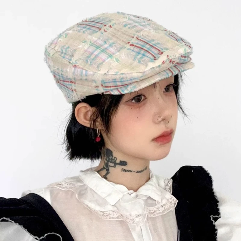 Dopamine Fashion Color Matching Plaid Berets Cap Y2K Spring Summer Travel Versatile Casual Sun Protection Retro Forward Hat
Dopamine Fashion Color Matching Plaid Berets Cap Y2K Spring Summer Travel Versatile Casual Sun Protection Retro Forward Hat