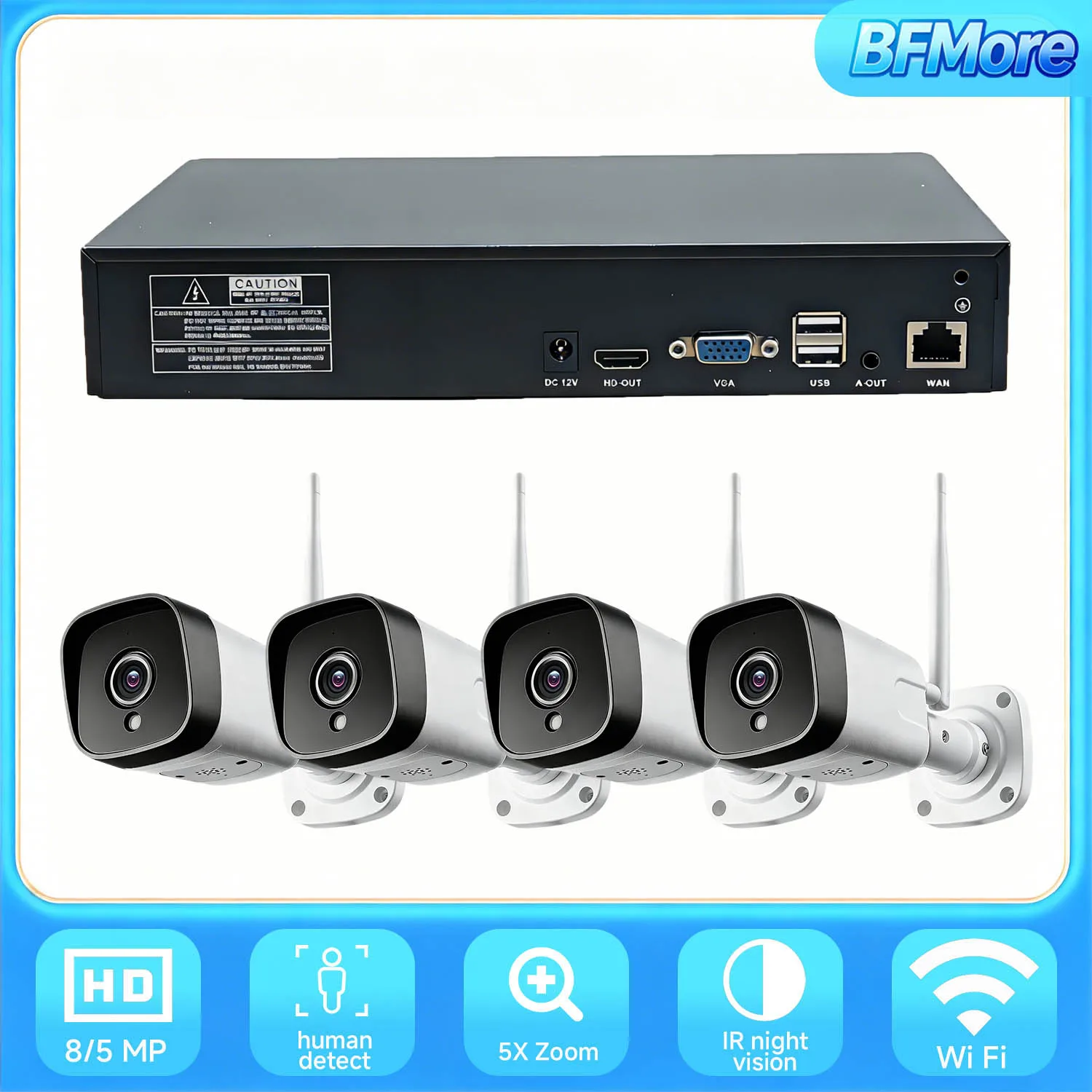 BFMore 4CH 5mp/8mp 940nm Wireless Wifi Security 4K камер System CCTV камер Video Surveillance Kit NVR Indoor Outdoor
BFMore 4CH 5mp/8mp 940nm Wireless Wifi Security 4K камер System CCTV камер Video Surveillance Kit NVR Indoor Outdoor