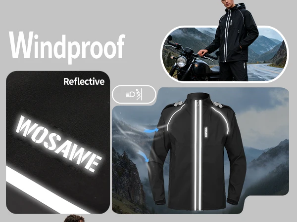 WOSAWE Motorcycle Raincoat Suit Split Motorcycle Rider Raincoat Motocross Rain Pants Reflective Waterproof Hooded Jacket Unisex 28 S509fd061d2b34e65bdaf72211bd15c04T