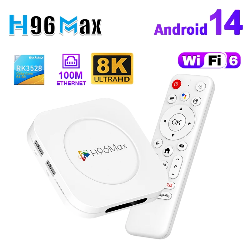 H96MAX M1 Plus Smart TV Box Android 14 Quad Core Rockchip 3528 Support 8K Video Decoding wifi and BT Media Player Set Top Box
H96MAX M1 Plus Smart TV Box Android 14 Quad Core Rockchip 3528 Support 8K Video Decoding wifi and BT Media Player Set Top Box