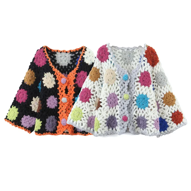 Богемный полый красочный вязаный крючком свитер ручной работы, куртка-кардиган, осень-зима 2022, ретро, повседневная пляжная куртка для отдыха 
Богемный полый красочный вязаный крючком свитер ручной работы, куртка-кардиган, осень-зима 2022, ретро, повседневная пляжная куртка для отдыха