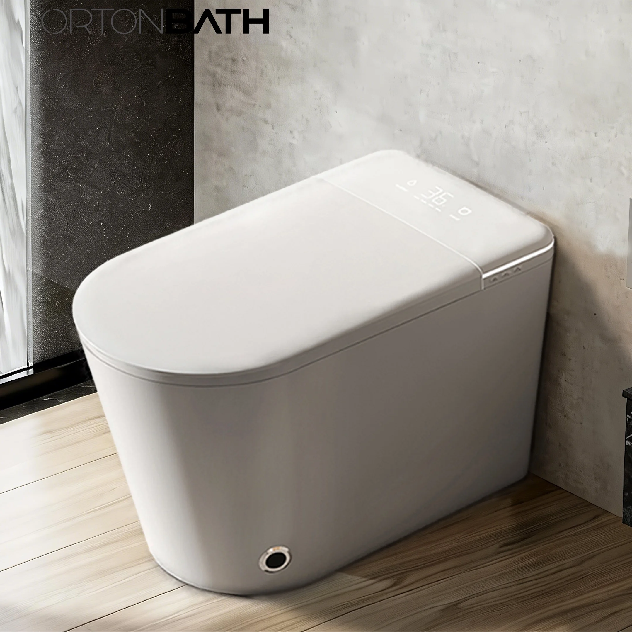 ORTONBATHS Auto Open Close 1000 Gram MaP Foam Dispenser Auto Flush Heated Seat Elongated Smart Toilet Bidet With Built In Tank
ORTONBATHS Auto Open Close 1000 Gram MaP Foam Dispenser Auto Flush Heated Seat Elongated Smart Toilet Bidet With Built In Tank