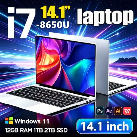 Dizüstü Bilgisayar Intel I7 8650U Windows 11 Pro 14.1 İnç Notebook Bilgisayar Oyuncu 12GB RAM 1TB 2TB SSD PC Oyun Ofis 1920*1080 4K HD