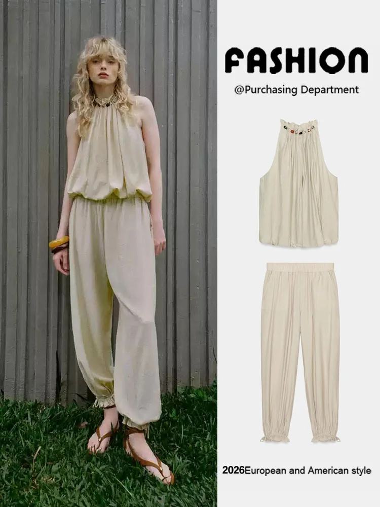 New Summer Women's Loose Fit Top with Lantern Pants And Collar Hanging Neck Design Chinese Style Clothing Fashionable Trend
New Summer Women's Loose Fit Top with Lantern Pants And Collar Hanging Neck Design Chinese Style Clothing Fashionable Trend