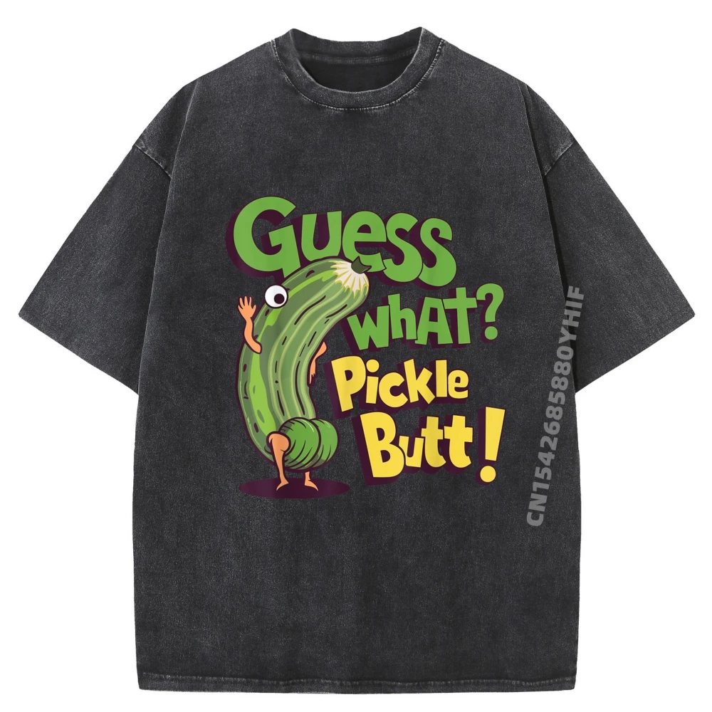 Мужские футболки с принтом Guess What Pickle Butt, забавная свободная футболка с рисунком, мужские топы и футболки, уличная стираная футболка 
Мужские футболки с принтом Guess What Pickle Butt, забавная свободная футболка с рисунком, мужские топы и футболки, уличная стираная футболка