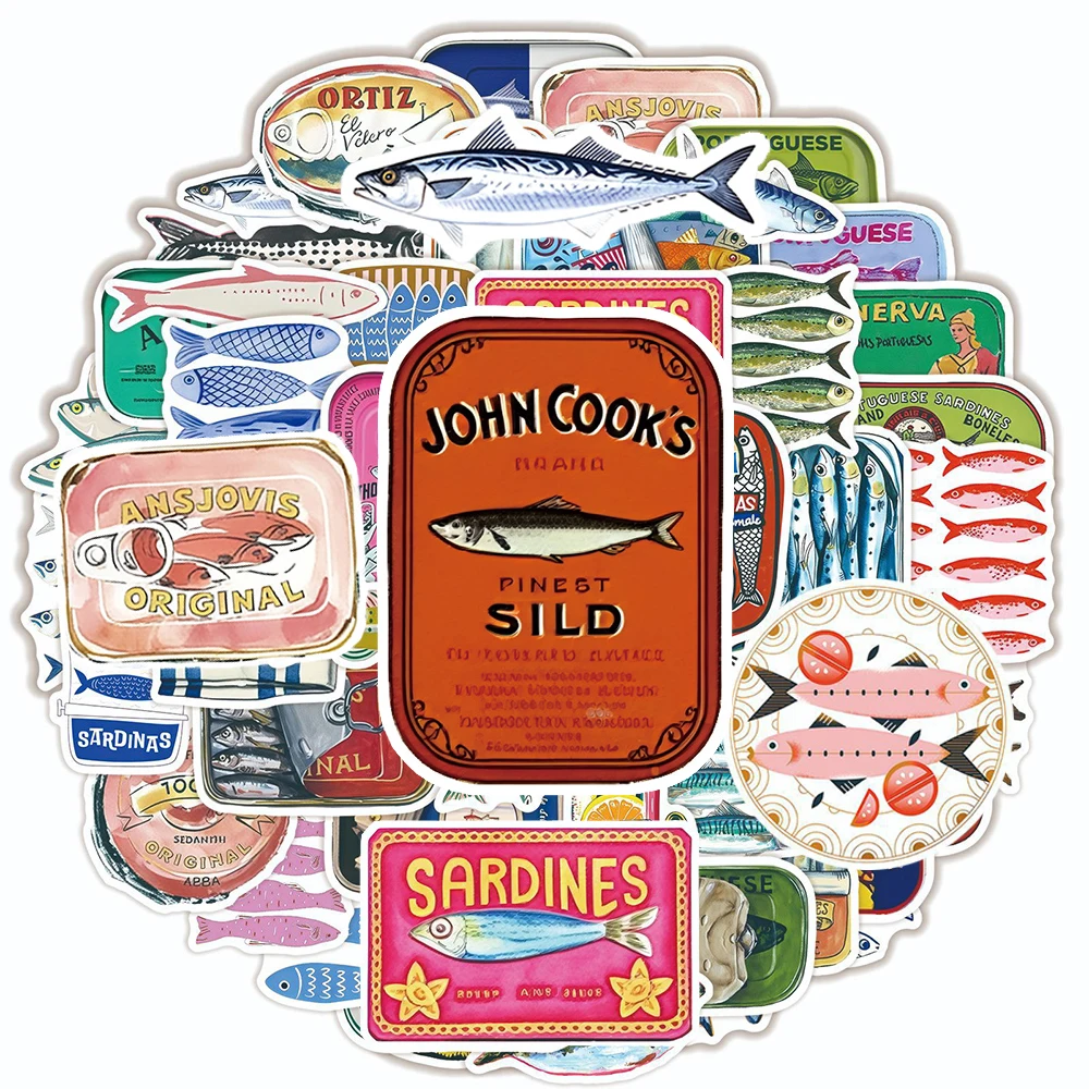 10/30/50pcs Sardine Cans Food Graffiti Stickers Retro Style Cartoon Sticker Decoration Fridge Phone Notebook Laptop Decals Pack
10/30/50pcs Sardine Cans Food Graffiti Stickers Retro Style Cartoon Sticker Decoration Fridge Phone Notebook Laptop Decals Pack