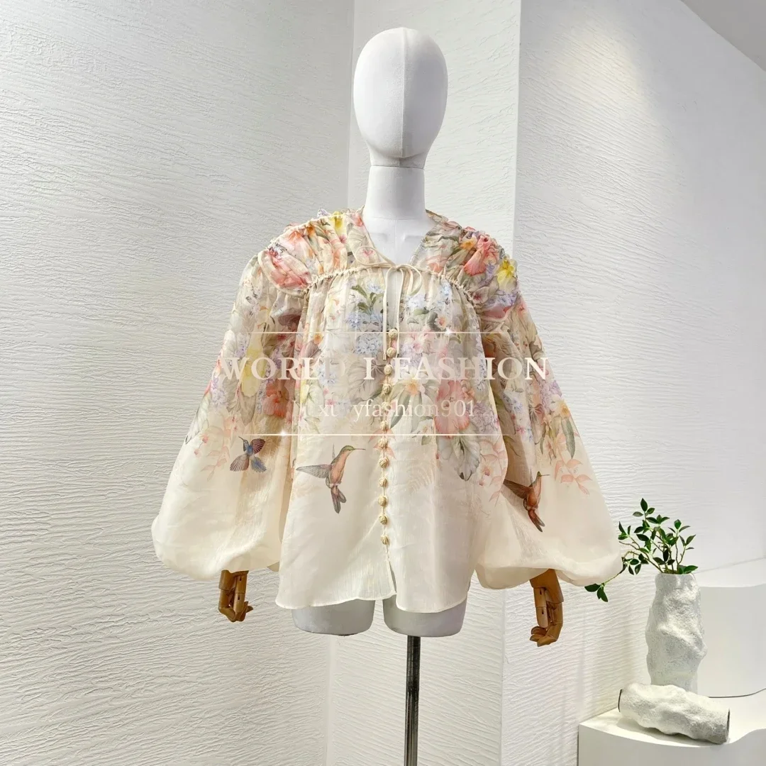 Linen Silk Vintage Outfit Women 2025 Spring Summer High Quality Floral Print Pleats Lantern Sleeve Blouse Tops and Shorts Set
Linen Silk Vintage Outfit Women 2025 Spring Summer High Quality Floral Print Pleats Lantern Sleeve Blouse Tops and Shorts Set