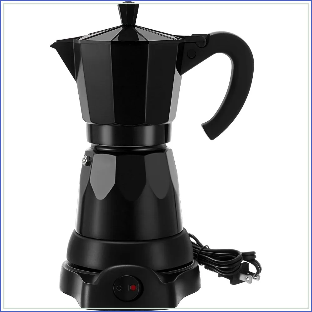 6-Cup Electric Moka Maker 300ml Aluminum Espresso Machine with Detachable Base for Home & Travel
6-Cup Electric Moka Maker 300ml Aluminum Espresso Machine with Detachable Base for Home & Travel