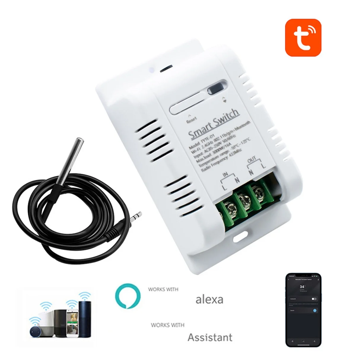 A72Z Tuya Wifi Smart Temperature Humidity Switch Monitoring Electricity Statistics Relay 16A Intelligent Thermostat Sensor
A72Z Tuya Wifi Smart Temperature Humidity Switch Monitoring Electricity Statistics Relay 16A Intelligent Thermostat Sensor