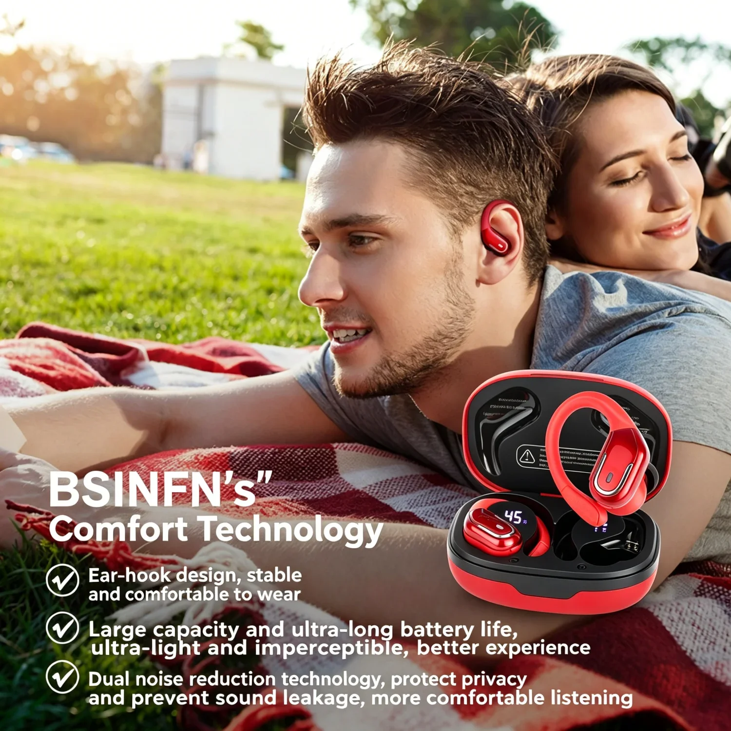 Wireless Ear Hook Sports Earbuds with LED Digital Display Bluetooth 5.4 Noise Canceling WaterproWof Earphones for Sports Running
Wireless Ear Hook Sports Earbuds with LED Digital Display Bluetooth 5.4 Noise Canceling WaterproWof Earphones for Sports Running