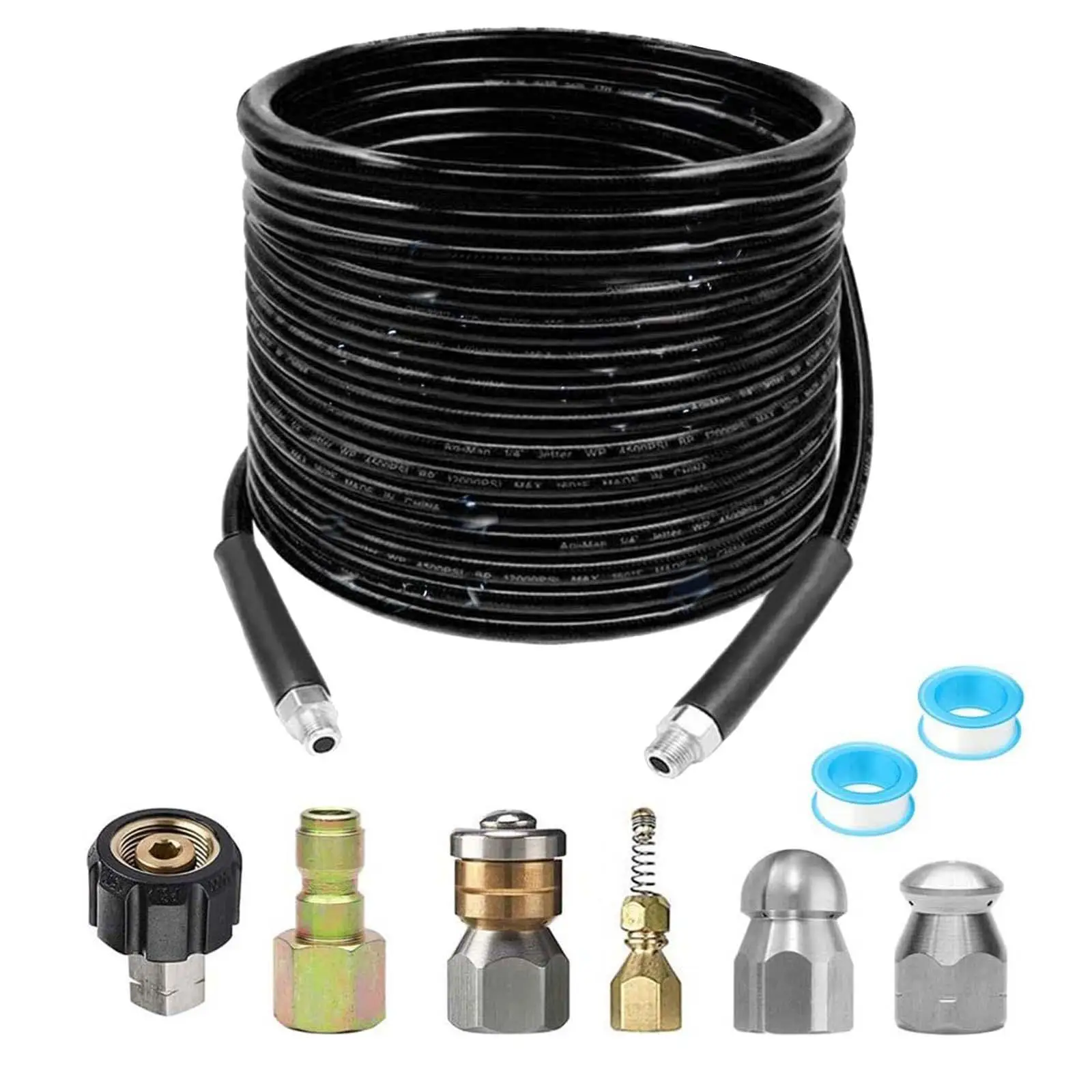Sewer Jetter Set for Pressure Washer 45M Hose with Waterproof Tape 4 Sewer Jetting Nozzles for Driveways, Roofs Easily Install
Sewer Jetter Set for Pressure Washer 45M Hose with Waterproof Tape 4 Sewer Jetting Nozzles for Driveways, Roofs Easily Install