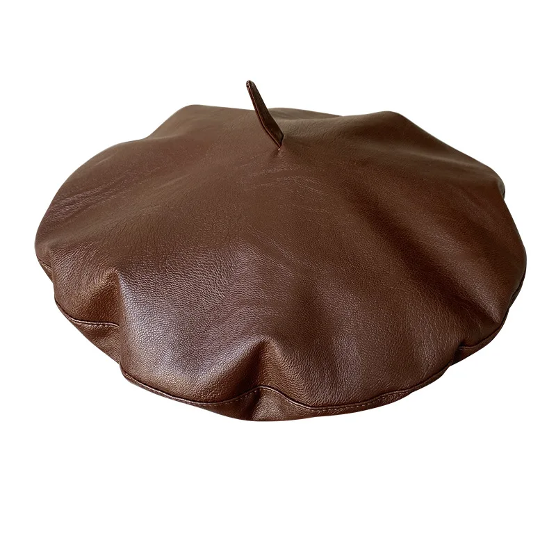 Korean version of versatile retro PU leather internet celebrity beret showing face little painter hat
Korean version of versatile retro PU leather internet celebrity beret showing face little painter hat