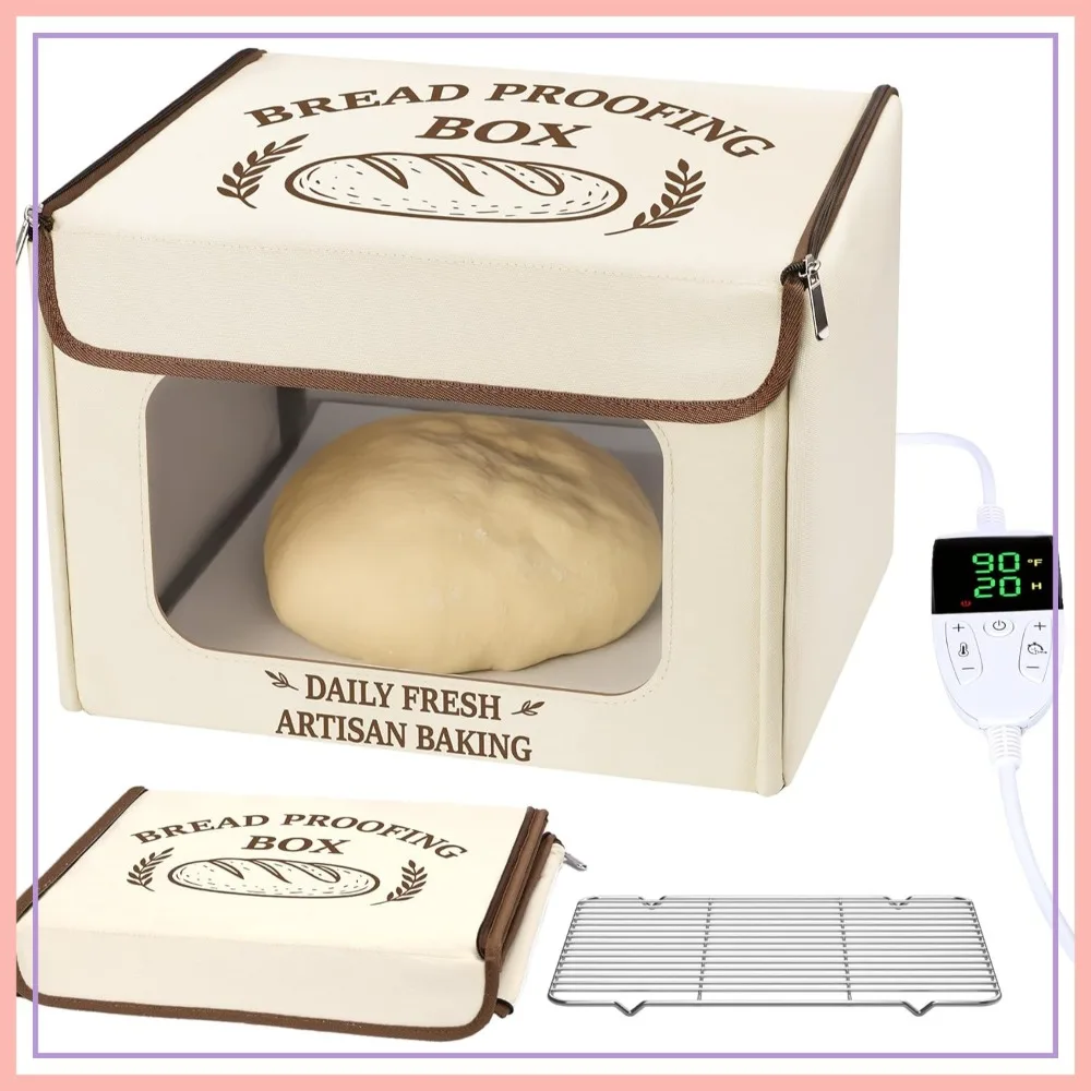 Folding Bread Proofing Box with Temp Control & Timer, Front-View Window, Metal Rack for Sourdough, Pizza, Yogurt
Folding Bread Proofing Box with Temp Control & Timer, Front-View Window, Metal Rack for Sourdough, Pizza, Yogurt