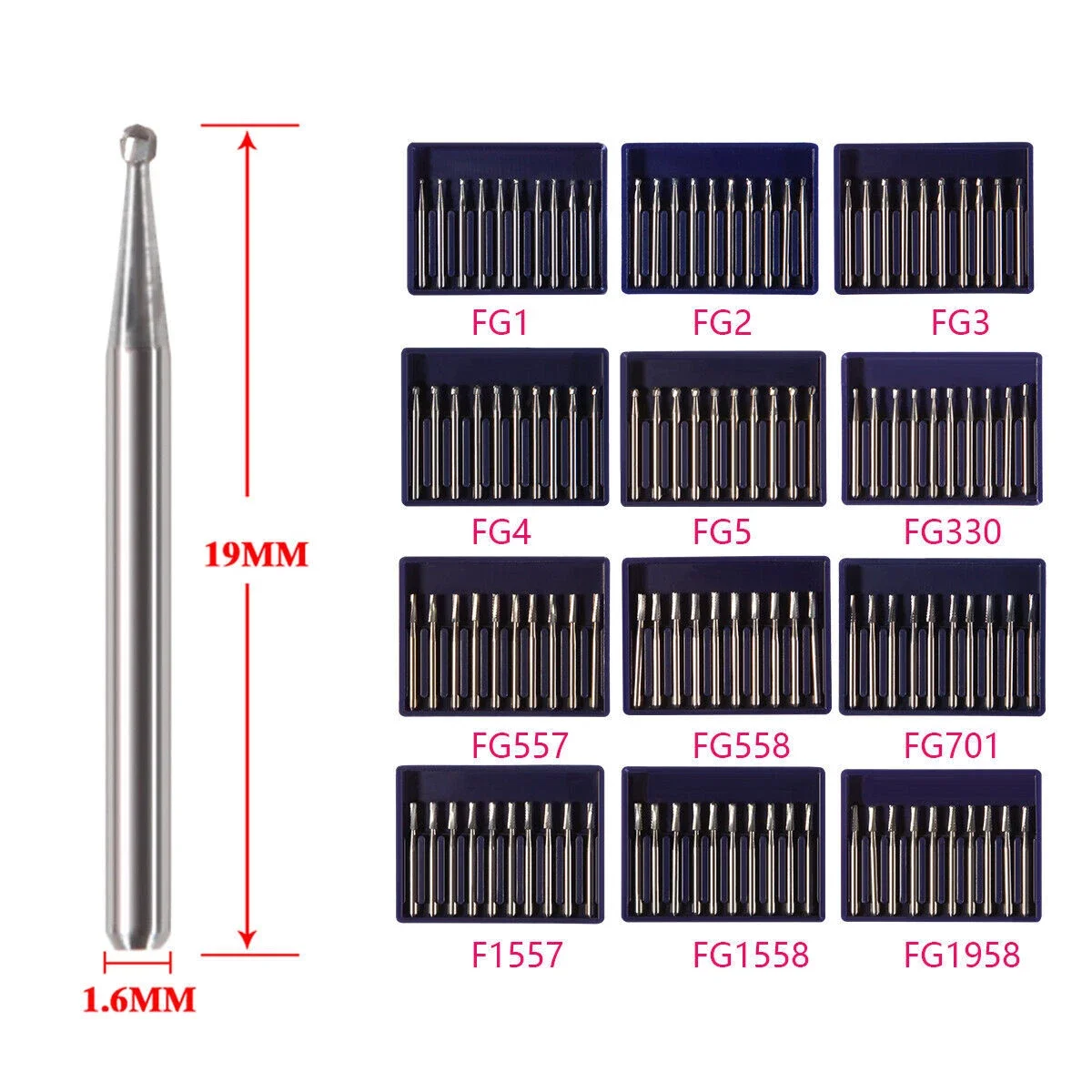 10PCS/1Box Dental Carbide Tungsten Steel Drills Burs FG Burr Fit For High Speed Handpiece 1.6mm
10PCS/1Box Dental Carbide Tungsten Steel Drills Burs FG Burr Fit For High Speed Handpiece 1.6mm