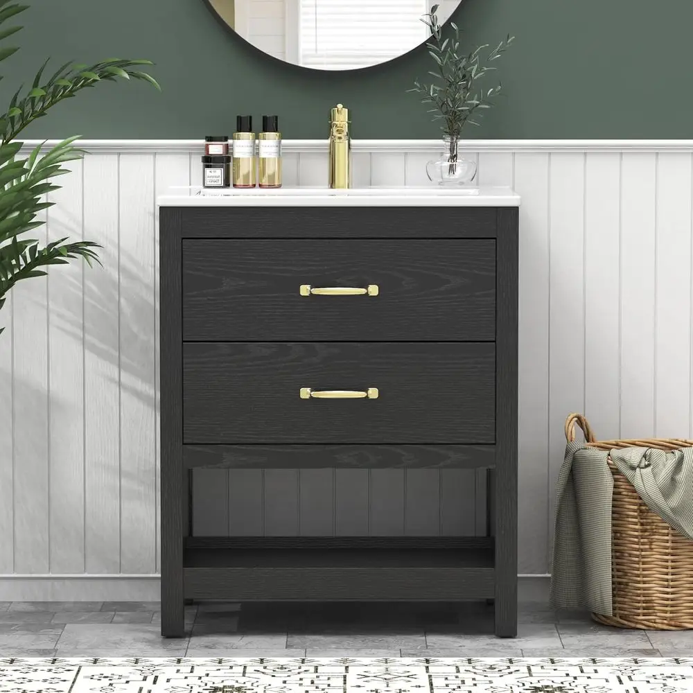 24 Inch Modern Bathroom Vanity Set with LED Light, Soft-Close Drawers, Deep Sink, Black
24 Inch Modern Bathroom Vanity Set with LED Light, Soft-Close Drawers, Deep Sink, Black