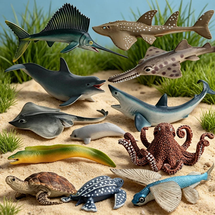 Realistic Sea Animals Figurines Orca Squid Sharks Dolphin Turtle Sailfish Octopus Figures Miniature Education Toys Gift for Kids
Realistic Sea Animals Figurines Orca Squid Sharks Dolphin Turtle Sailfish Octopus Figures Miniature Education Toys Gift for Kids