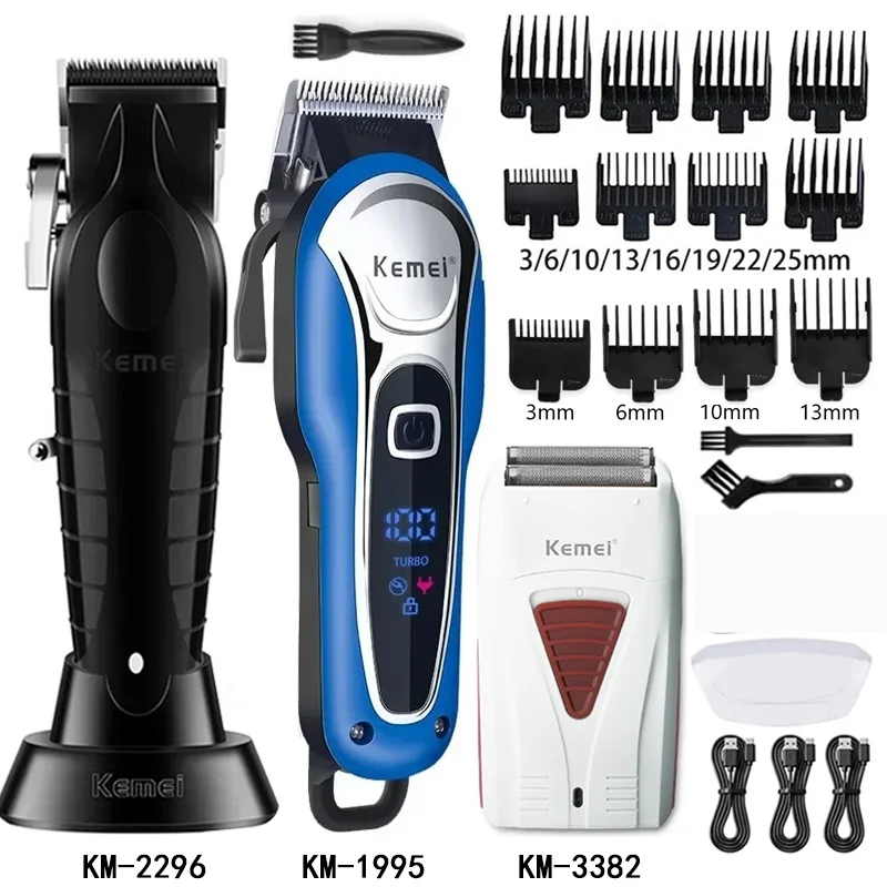 Kemei Hair Clipper Km-2296 Km-1995 Km-3382 Barber Blading Hair Cutting Machine Clipper Grooming Cordless Rechargeable Shaver
Kemei Hair Clipper Km-2296 Km-1995 Km-3382 Barber Blading Hair Cutting Machine Clipper Grooming Cordless Rechargeable Shaver