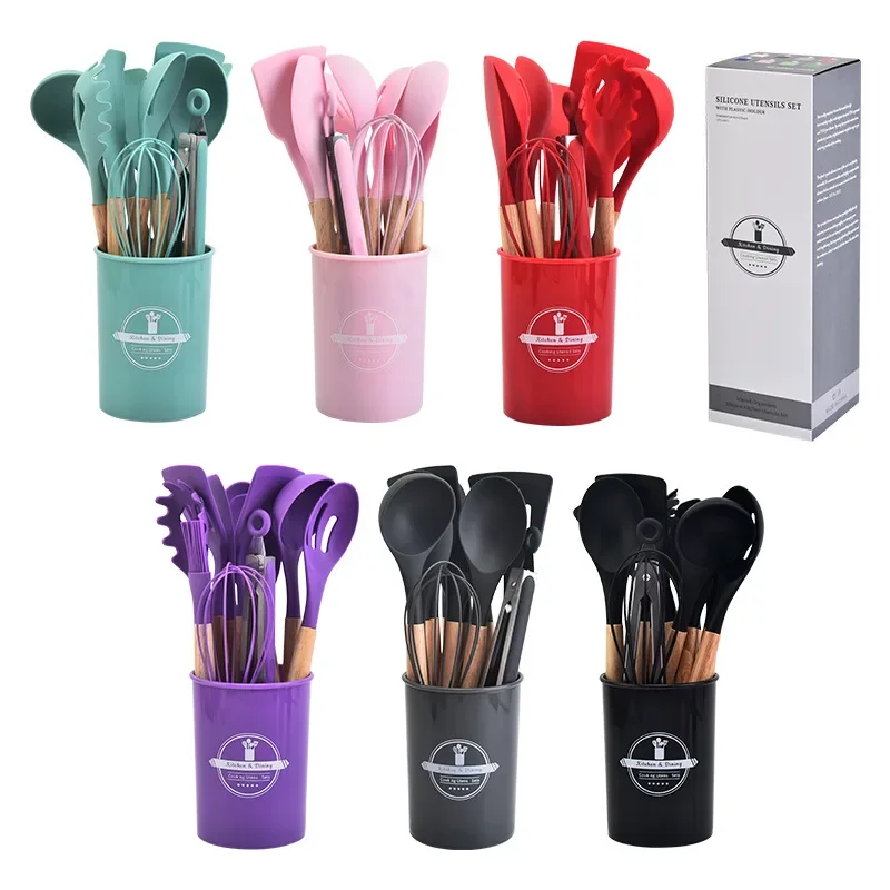 12Pcs Silicone Kitchen Utensils Cooking Wooden Handle Non Stick Pot Kitchenware Set Storage Bucket Silicone Kitchen Utensils
12Pcs Silicone Kitchen Utensils Cooking Wooden Handle Non Stick Pot Kitchenware Set Storage Bucket Silicone Kitchen Utensils