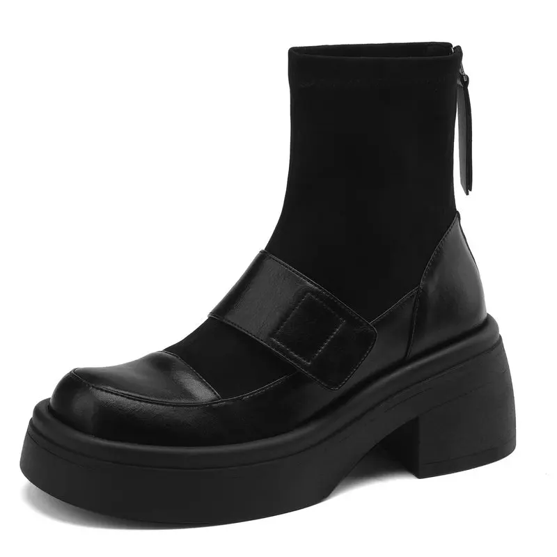 2024 Women Ankle Boots Thick High Heels Genuine Leather Platform Shoes Woman Office Lady Round Toe Autumn Winter Size 34-40
2024 Women Ankle Boots Thick High Heels Genuine Leather Platform Shoes Woman Office Lady Round Toe Autumn Winter Size 34-40