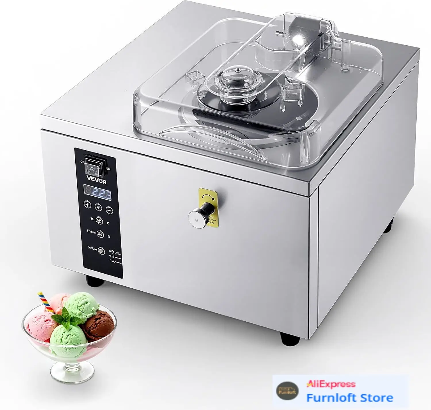 Commercial Hard Ice Cream Machine, 500W 1.32 Gal/Hour, Gelato Hard Serve Ice Cream Maker with 2.8L 304 Stainless Steel Cylinder,
Commercial Hard Ice Cream Machine, 500W 1.32 Gal/Hour, Gelato Hard Serve Ice Cream Maker with 2.8L 304 Stainless Steel Cylinder,