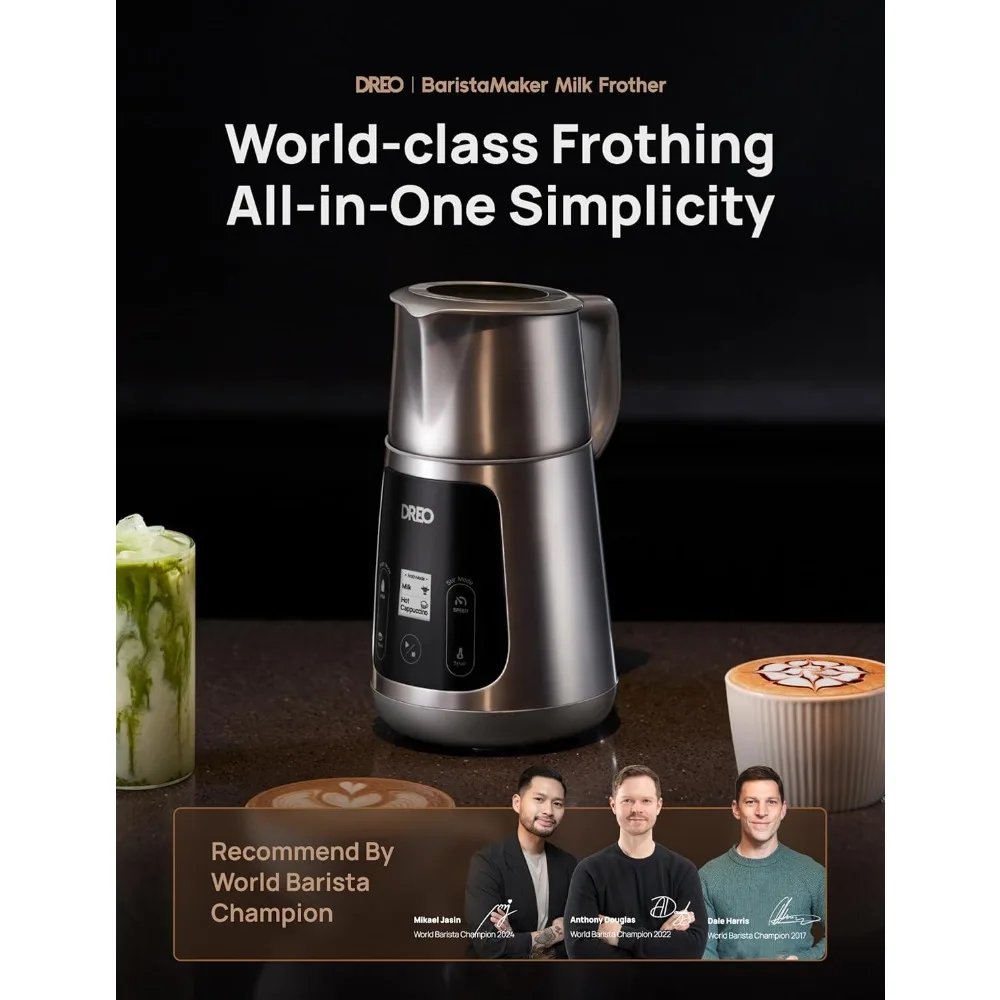 All-in-1 BaristaMaker Milk Frother, Electric Foam Frother for Latte Art Microfoam and Coffee, 15oz/450ml Automatic Milk Warmer
All-in-1 BaristaMaker Milk Frother, Electric Foam Frother for Latte Art Microfoam and Coffee, 15oz/450ml Automatic Milk Warmer