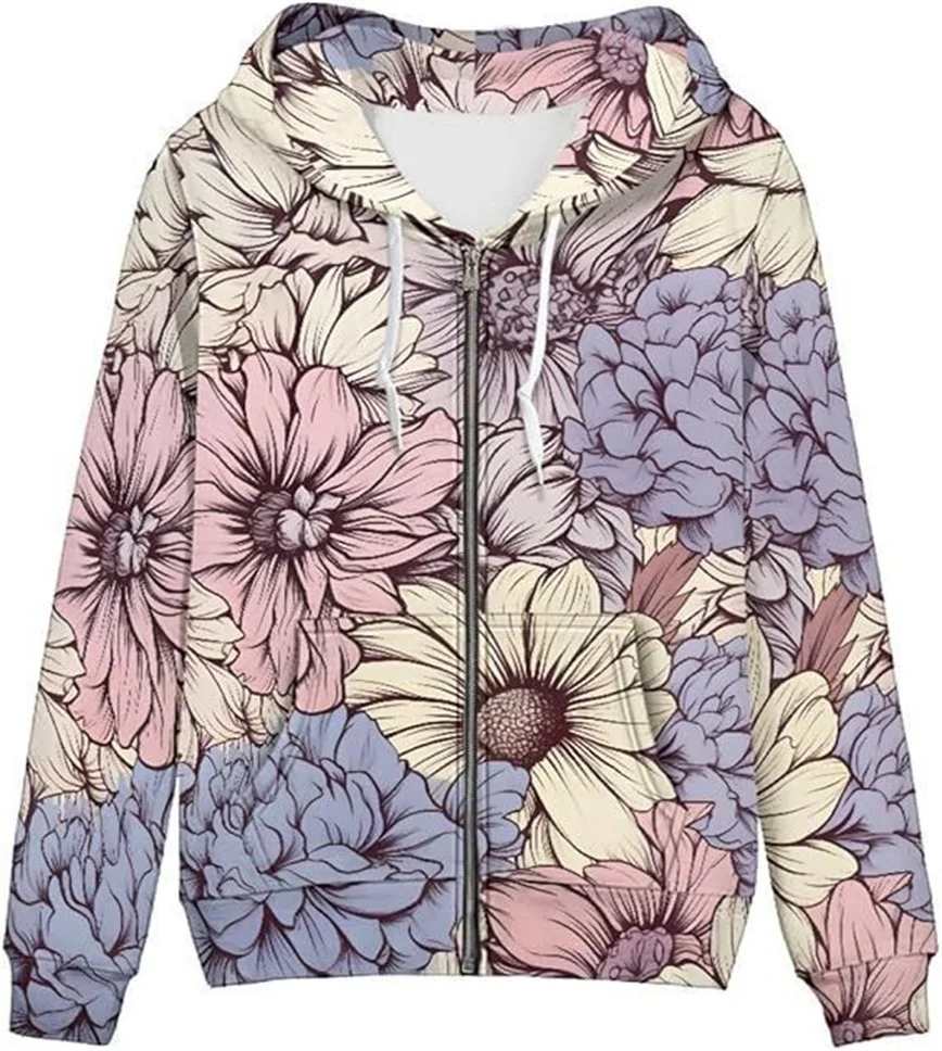 Cute Style Women's Spring Hooded Sweatshirt Zipper Jacket 3D Printed Fashionable Pattern Outdoor Sports Windproof Jacket
Cute Style Women's Spring Hooded Sweatshirt Zipper Jacket 3D Printed Fashionable Pattern Outdoor Sports Windproof Jacket